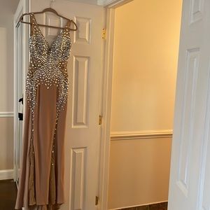 MacDuggal long evening excellent condition tan color